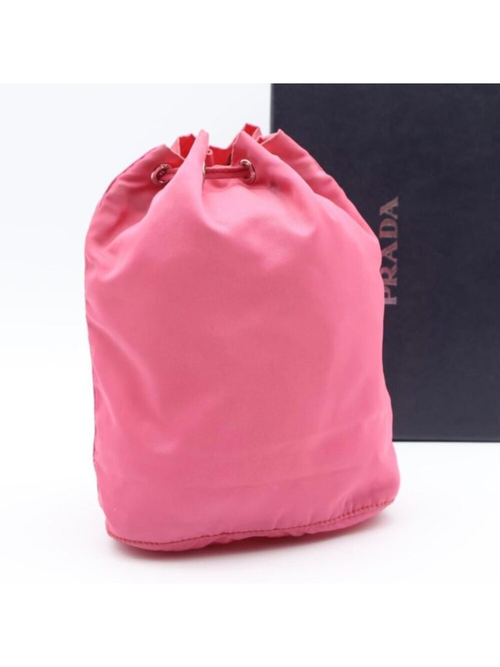Prada Tessuto Nylon Drawstring Pouch Triangle Logo Pink - Picture 10 of 10